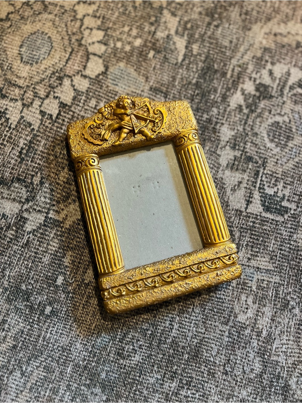 Vintage Gold Cherub Cupid Picture Frame 1990s Hollywood Regency 3.5 x 5” Photo
